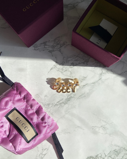 Authentic Gucci Crystal Script Ear Cuff - Gift Edition