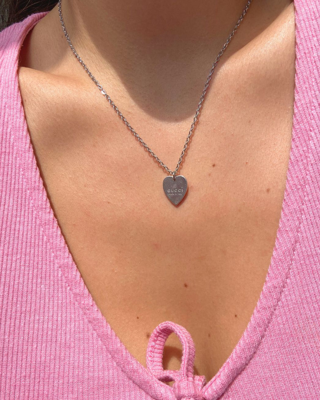 Authentic Gucci Pendant Medium heart Repurposed Necklace