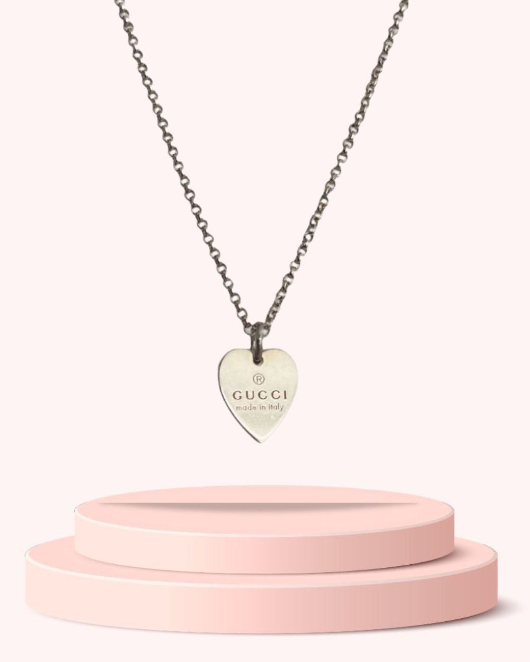 Authentic Gucci Pendant Medium heart Repurposed Necklace