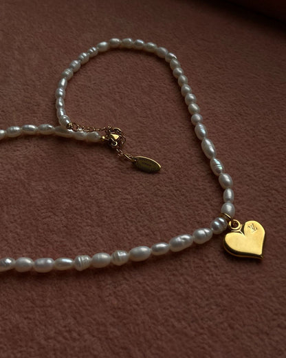 Authentic Louis Vuitton Heart Pendant-Reworked Pearls Necklace