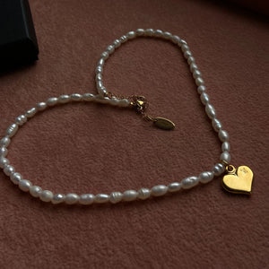 Authentic Louis Vuitton Heart Pendant-Reworked Pearls Necklace