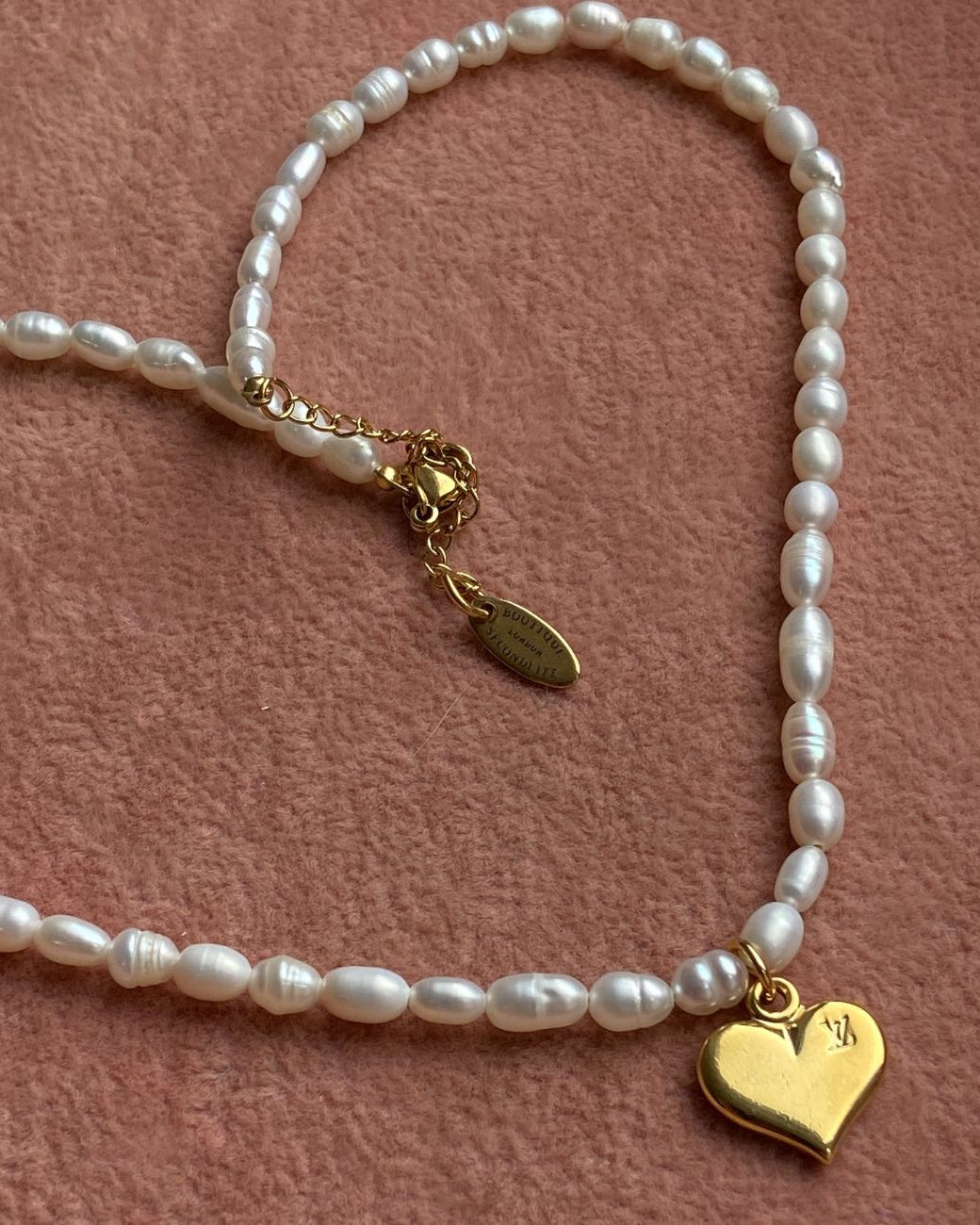 Authentic Louis Vuitton Heart Pendant-Reworked Pearls Necklace