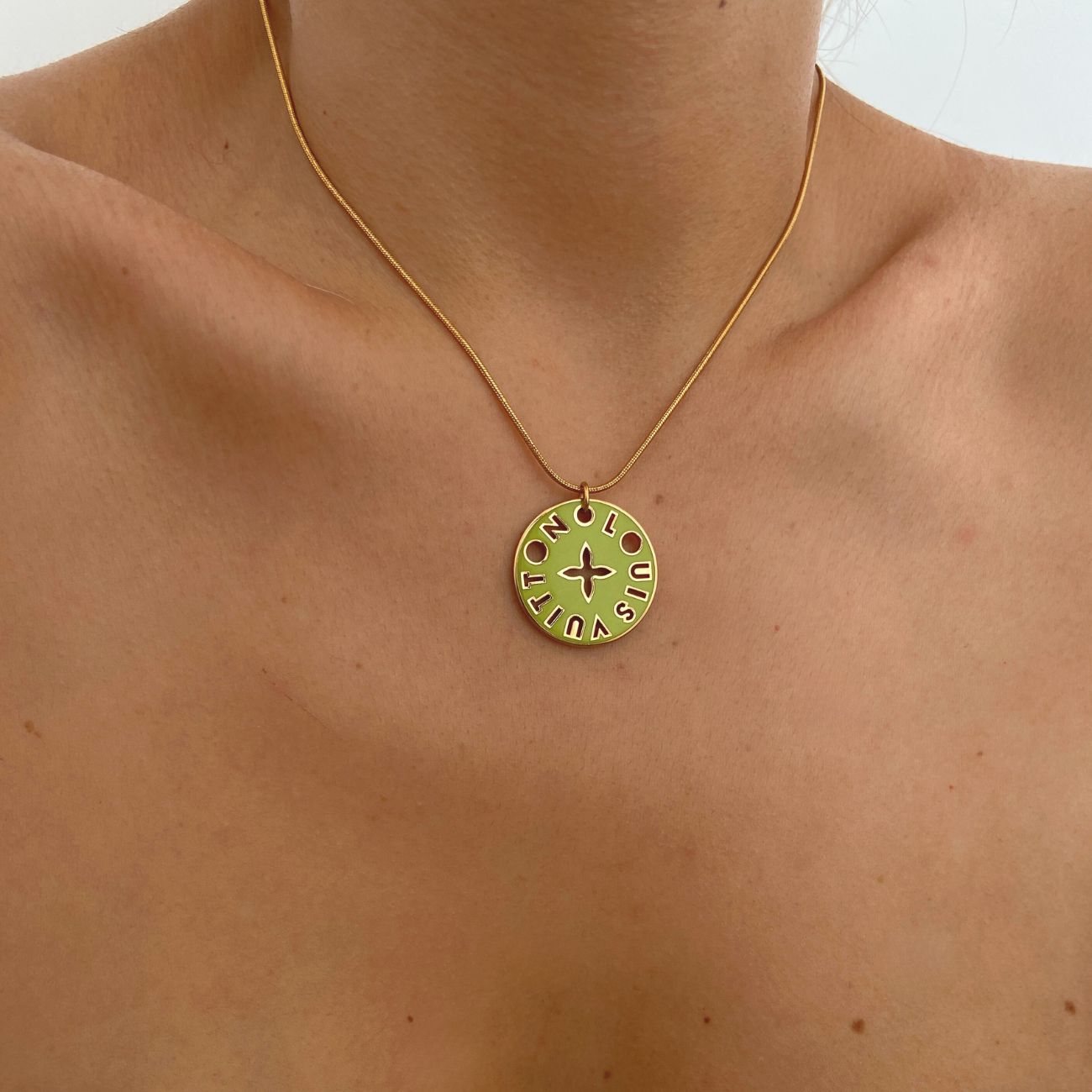 Authentic Looping Charm Green & Fuscia - Reworked Necklace