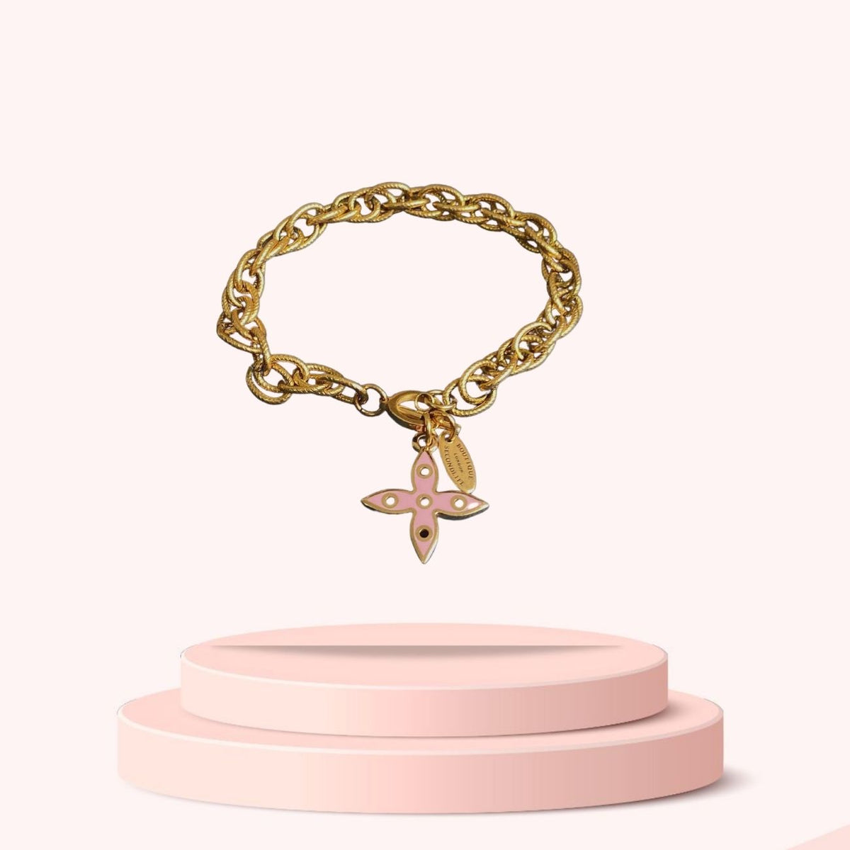 Authentic Louis Vuitton Pink & Yellow Looping Pendant- Reworked Bracel ...