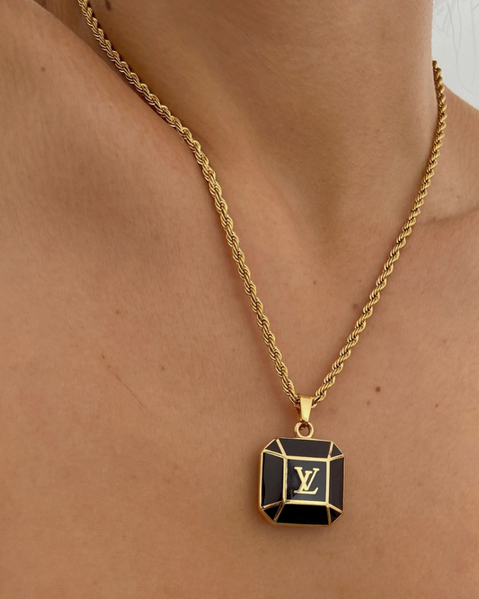 Authentic Louis Vuitton Big Brown Pendant-Repurposed Necklace