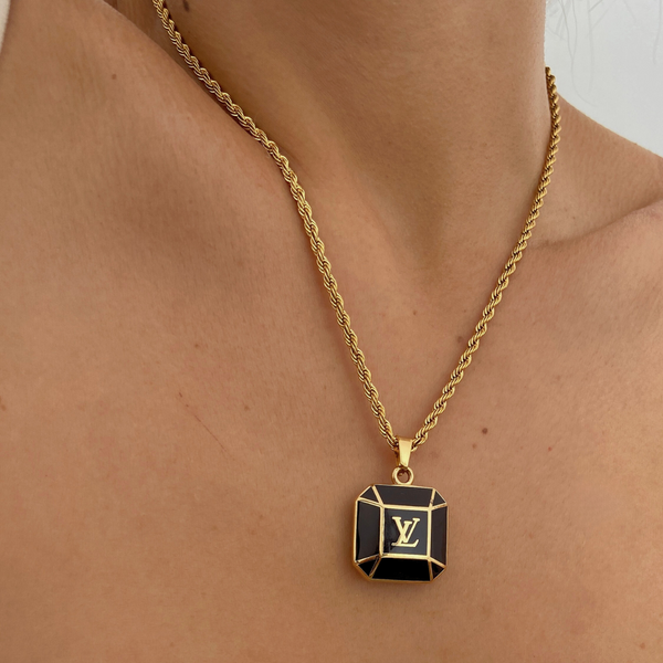 Authentic Louis Vuitton Big Brown Pendant-Repurposed Necklace
