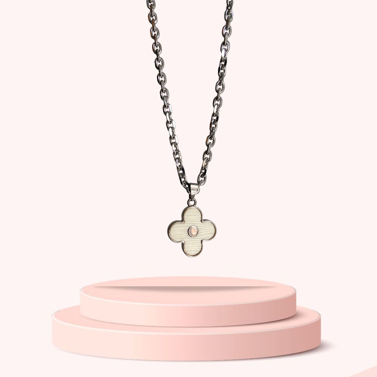 Achara Mother of Pearl Clover Charm Necklace – Charles Fish