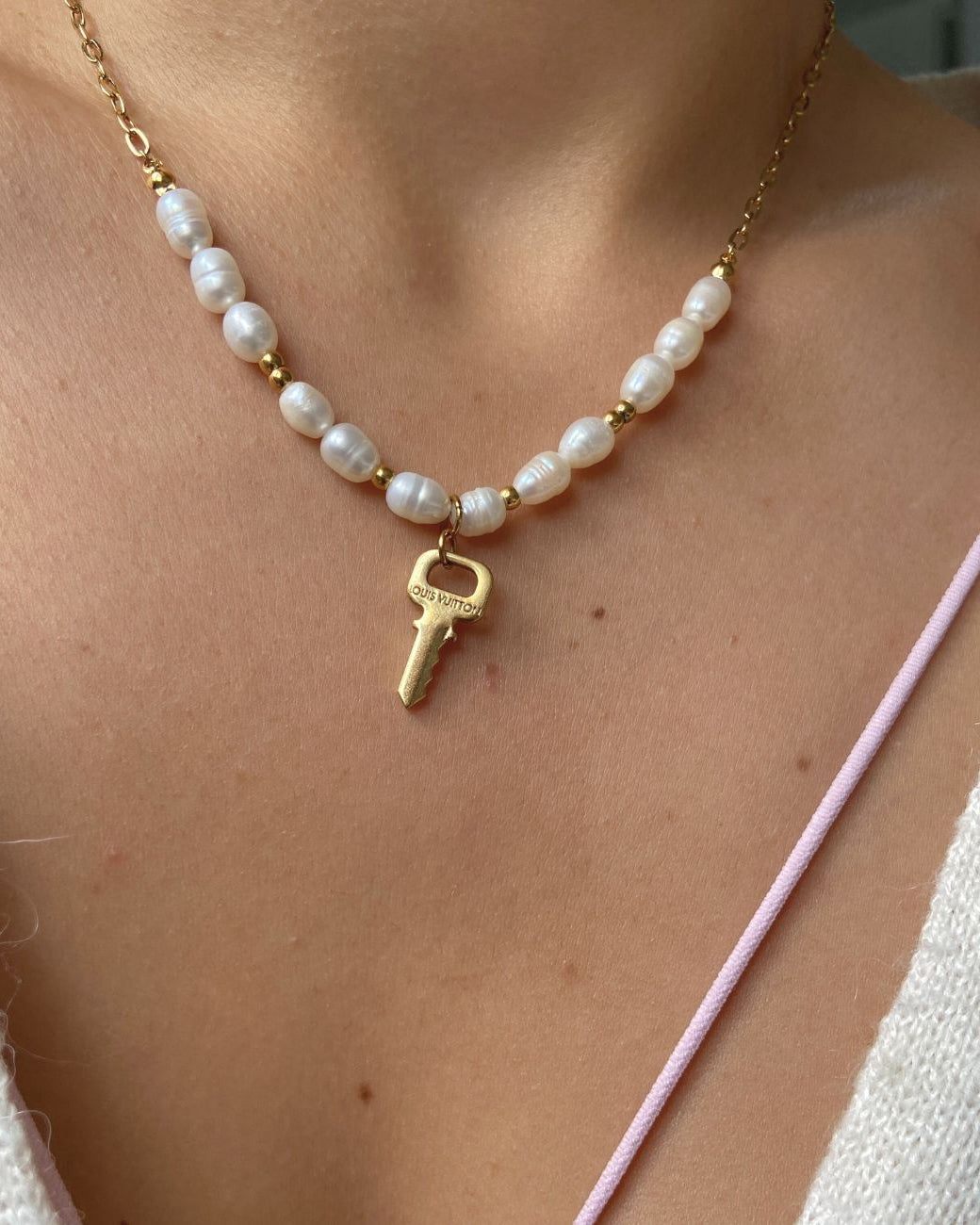 Authentic Louis Vuitton Key Nude Pendant Pears Necklace