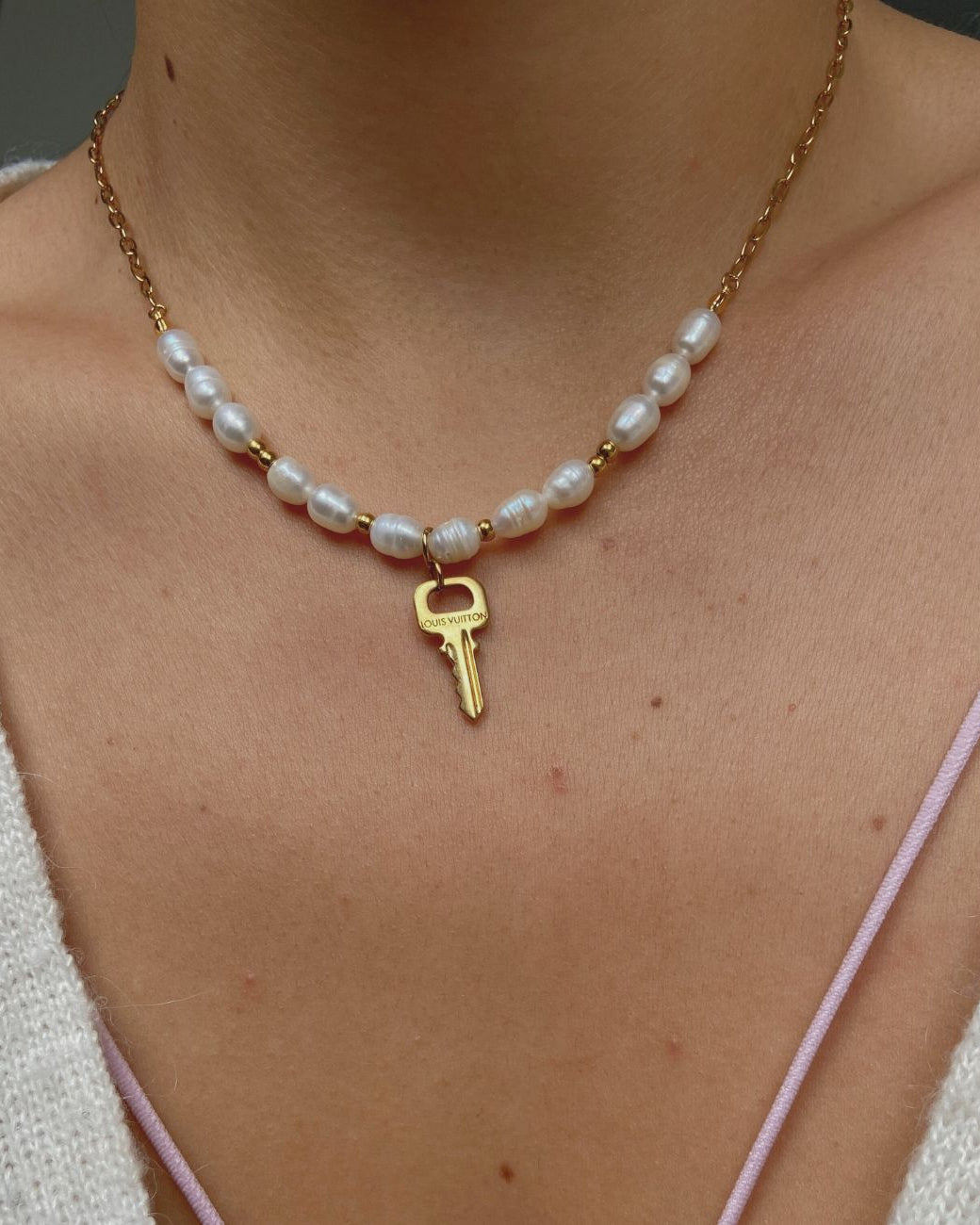 Authentic Louis Vuitton Key Nude Pendant Pears Necklace