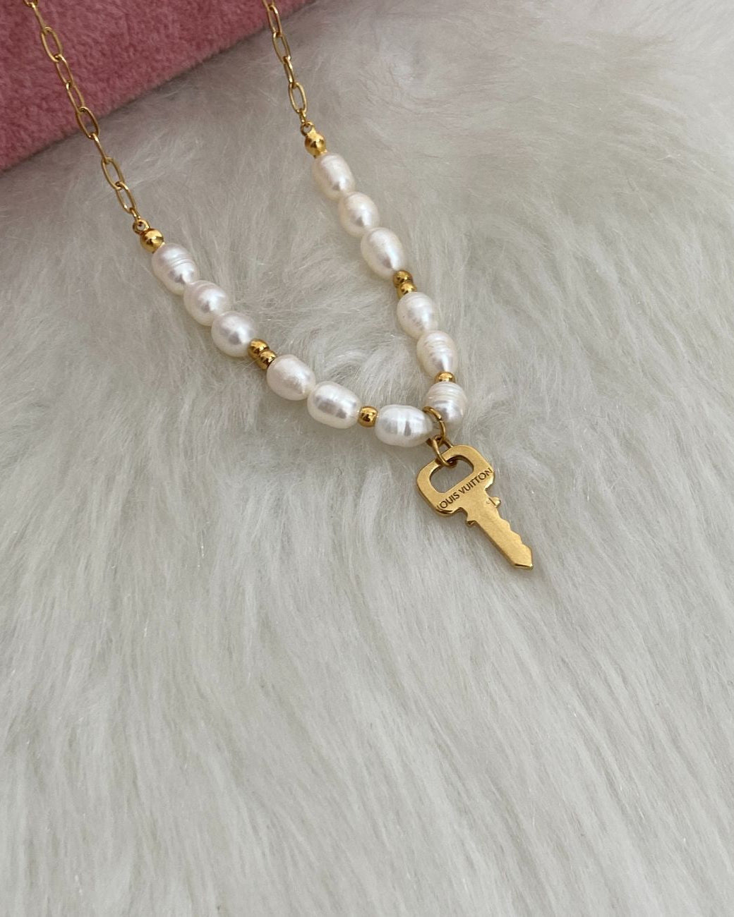 Authentic Louis Vuitton Key Nude Pendant Pears Necklace