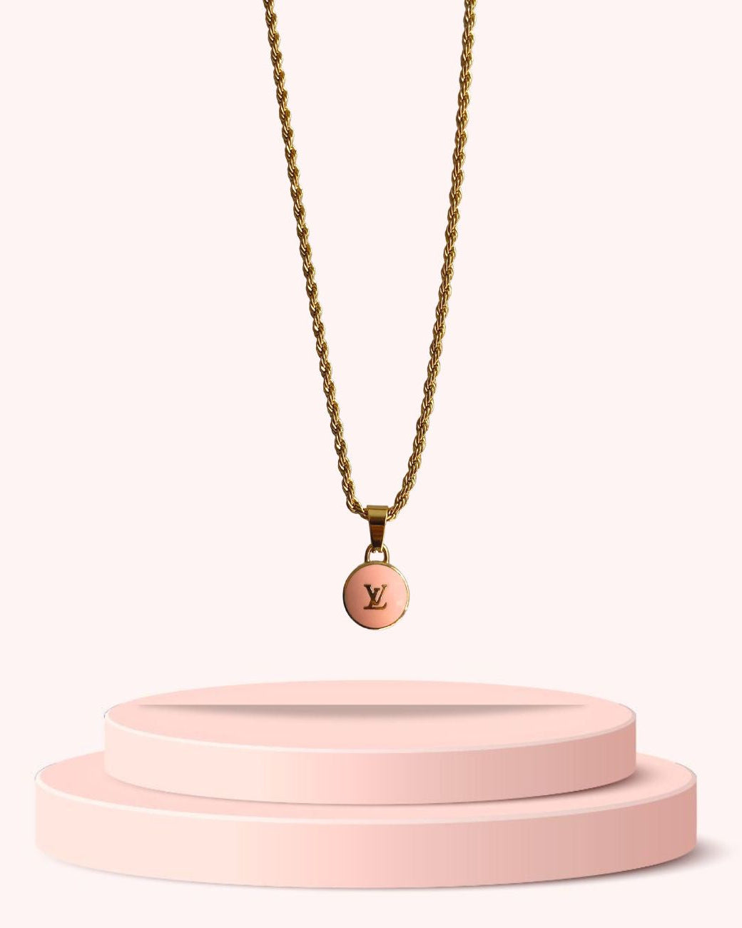 Authentic Louis Vuitton Logo Peach Pendant- Necklace