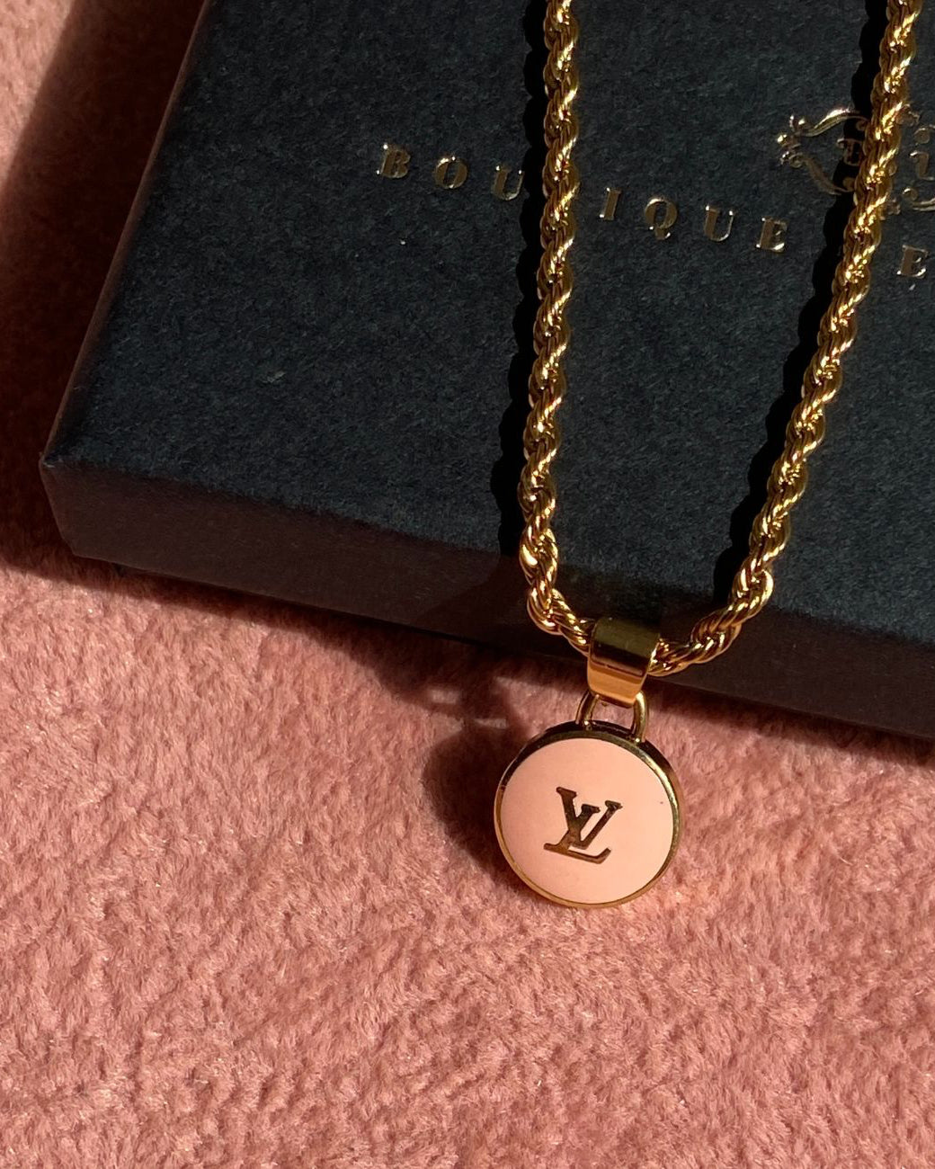 Authentic Louis Vuitton Logo Peach Pendant- Necklace