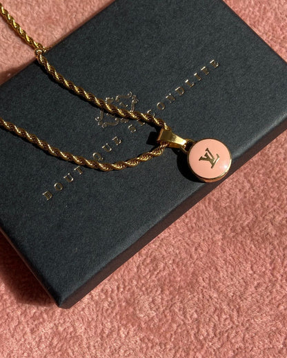 Authentic Louis Vuitton Logo Peach Pendant- Necklace