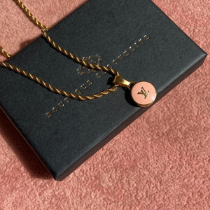 Authentic Louis Vuitton Logo Peach Pendant- Necklace