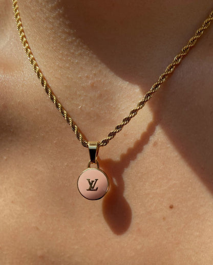 Authentic Louis Vuitton Logo Peach Pendant- Necklace