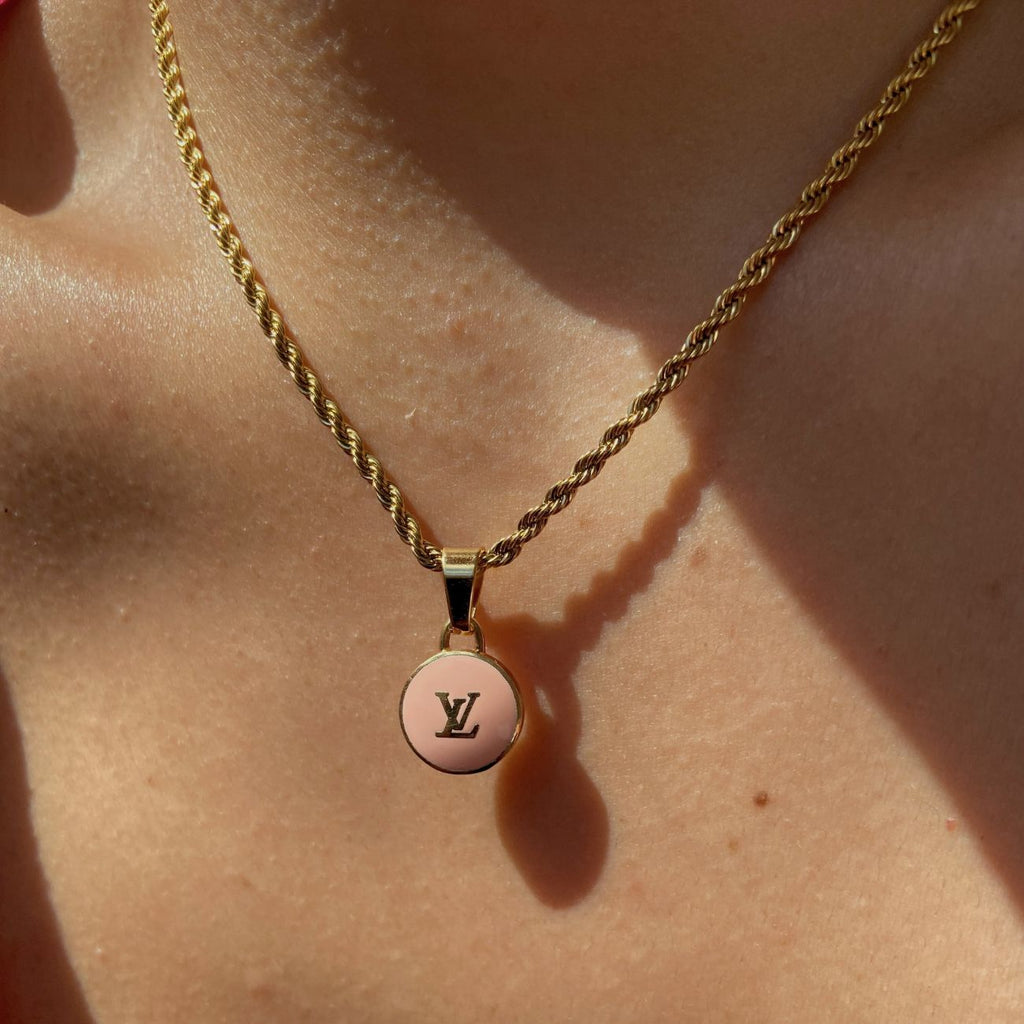 Authentic Louis Vuitton Logo Peach Pendant- Necklace