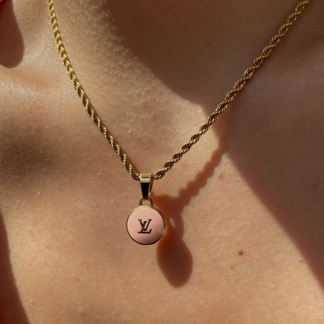 Authentic Louis Vuitton Logo Peach Pendant- Necklace