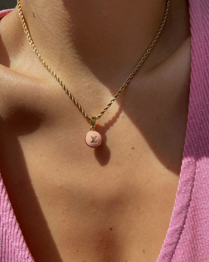 Authentic Louis Vuitton Logo Peach Pendant- Necklace