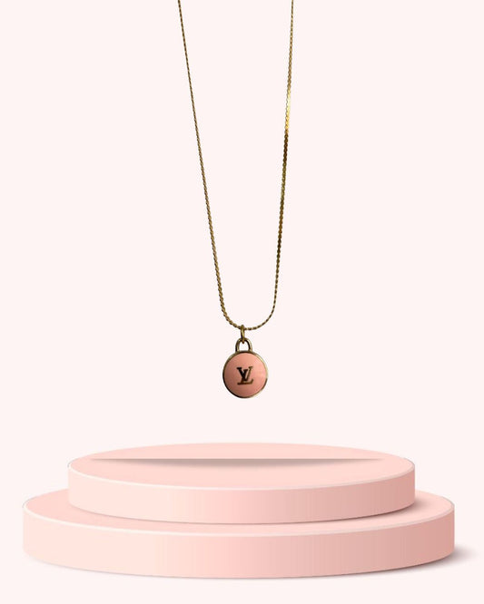 Authentic Louis Vuitton Logo Peach Pendant- Necklace