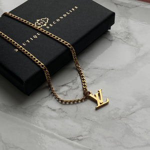 Authentic Louis Vuitton Logo Pendant- Necklace