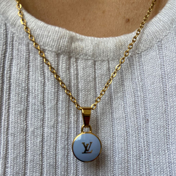 Authentic Louis Vuitton Baby Blue Logo Pendant- Upcycled Necklace