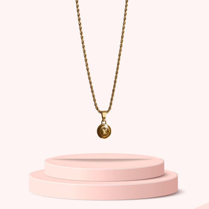 Authentic Louis Vuitton Logo Sienna Pendant -  Necklace
