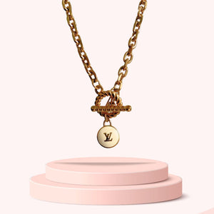 Authentic Louis Vuitton White Logo Pendant- Necklace