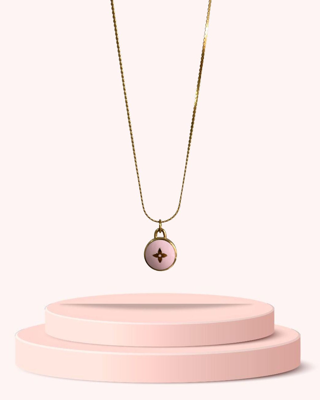 Authentic Louis Vuitton Mini Blush Pendant- Upcycled Necklace