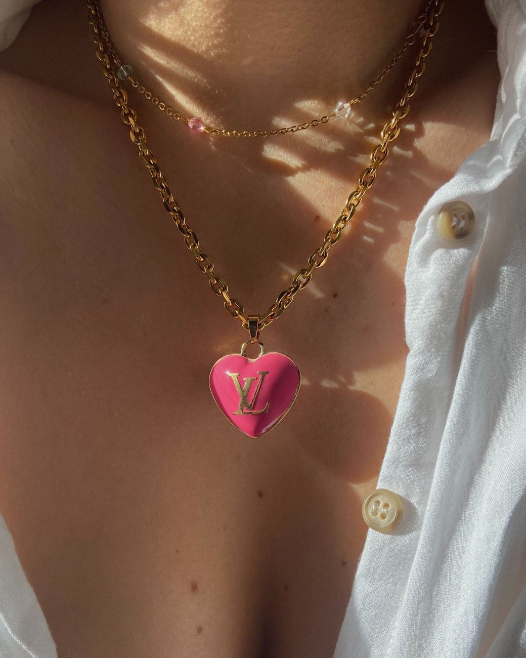 Authentic Louis Vuitton Pendant Big Coeur -Reworked Necklace