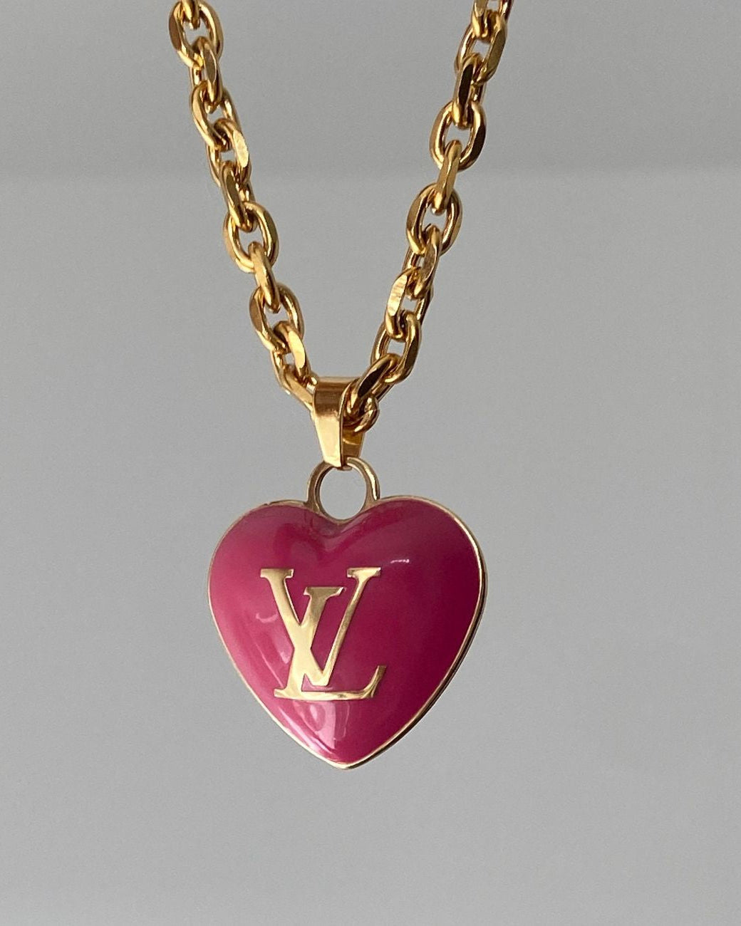 Authentic Louis Vuitton Pendant Big Coeur -Reworked Necklace