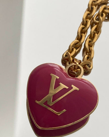Authentic Louis Vuitton Pendant Big Coeur -Reworked Necklace
