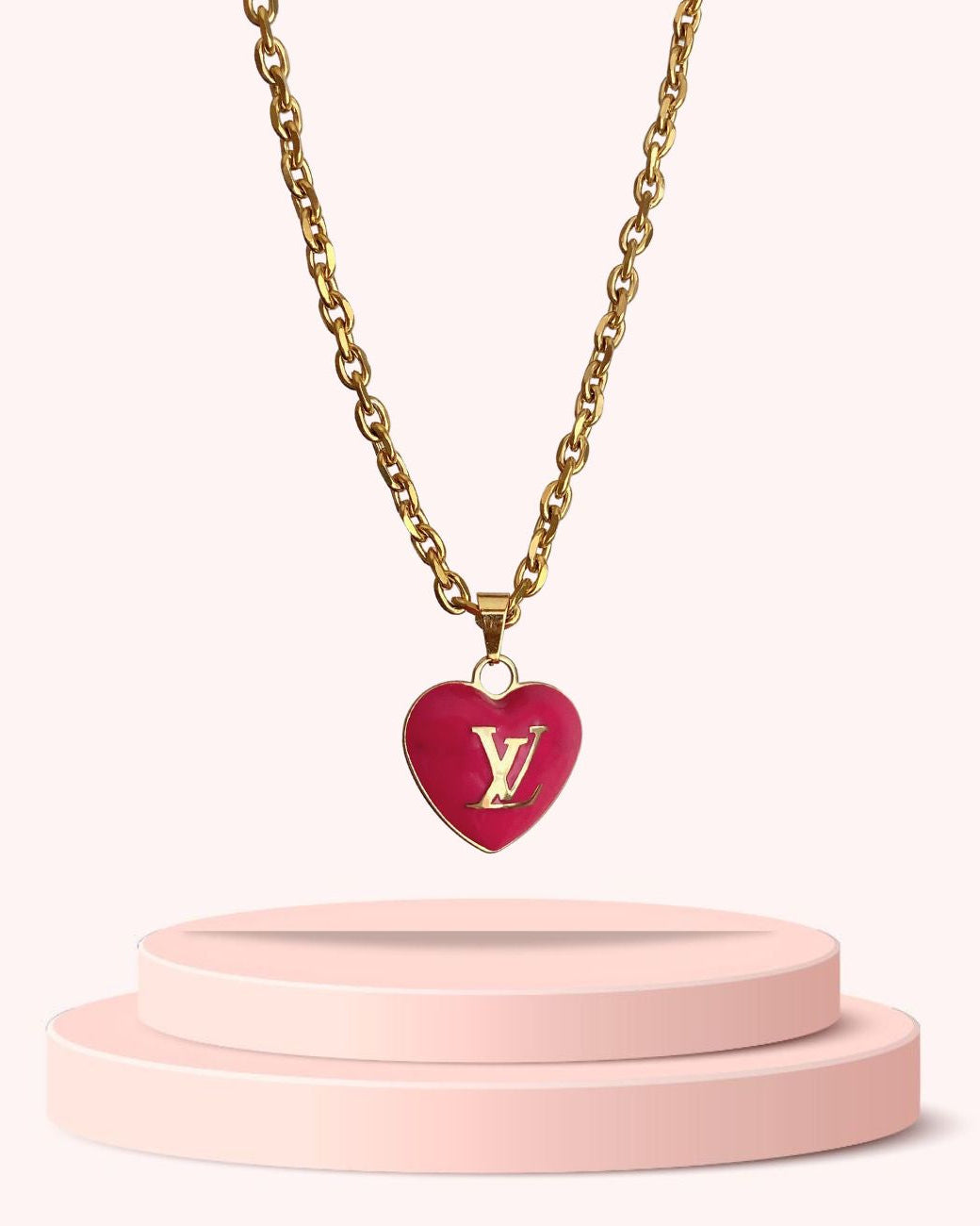 Authentic Louis Vuitton Pendant Big Coeur -Reworked Necklace