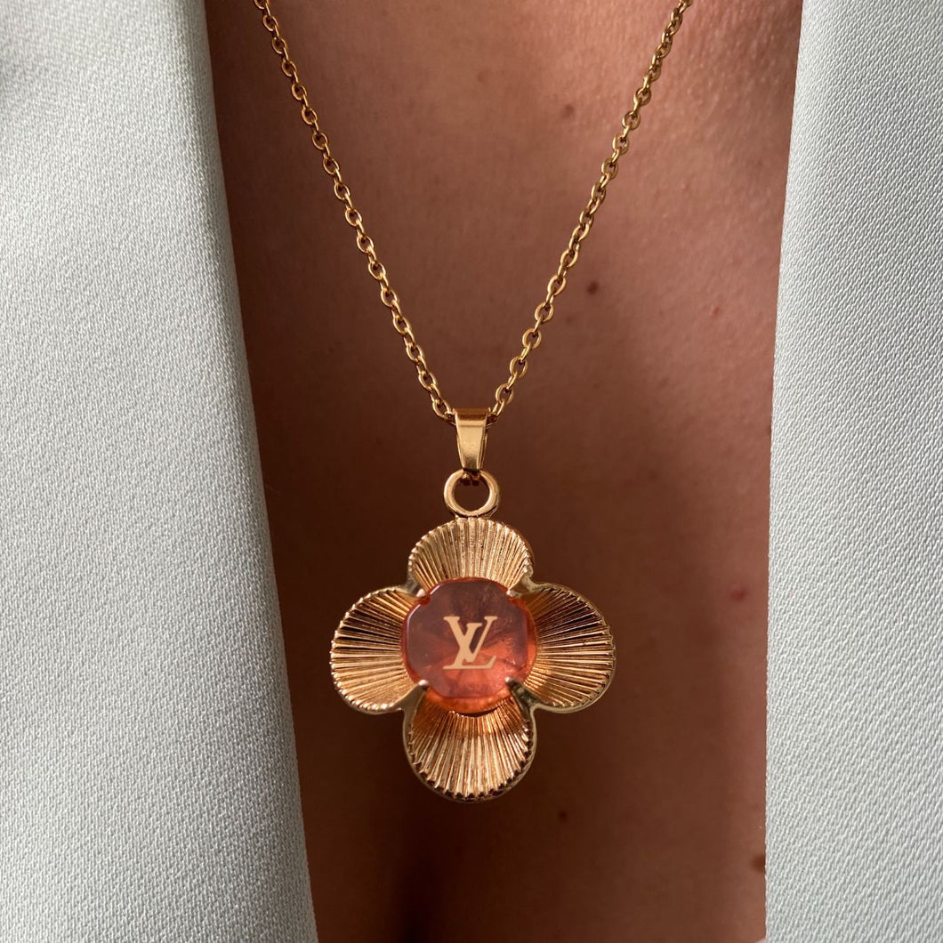 Authentic Louis Vuitton Pendant Flower-Reworked Necklace