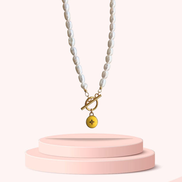 Authentic Louis Vuitton Pendant Yellow Pastilles- Pearls Necklace