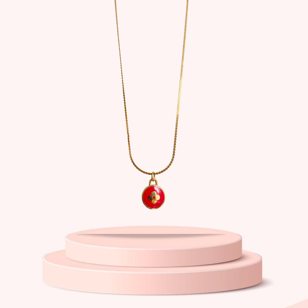 Authentic Louis Vuitton Red Pendant Pastilles Roses- Repurposed Necklace