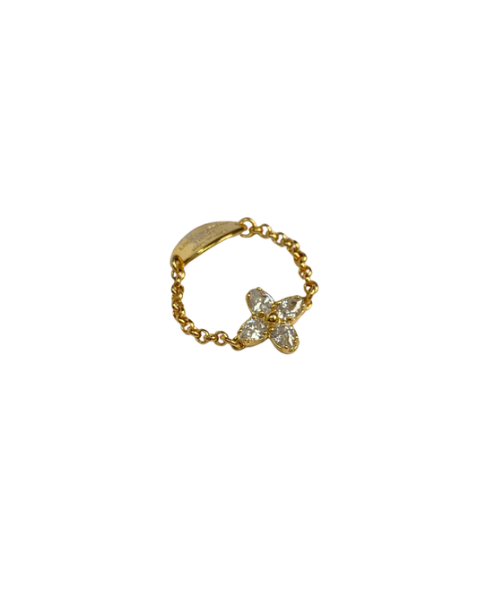 Authentic Louis Vuitton Ring Fleur Crystal