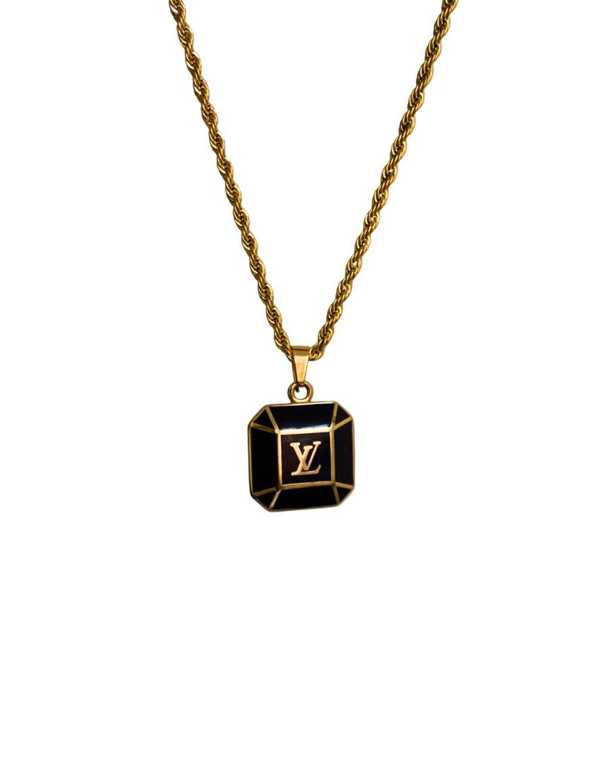 Authentic Louis Vuitton Big Brown Pendant-Repurposed Necklace