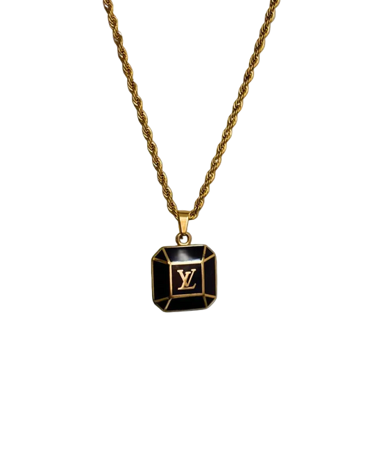 Authentic Louis Vuitton Big Brown Pendant-Repurposed Necklace