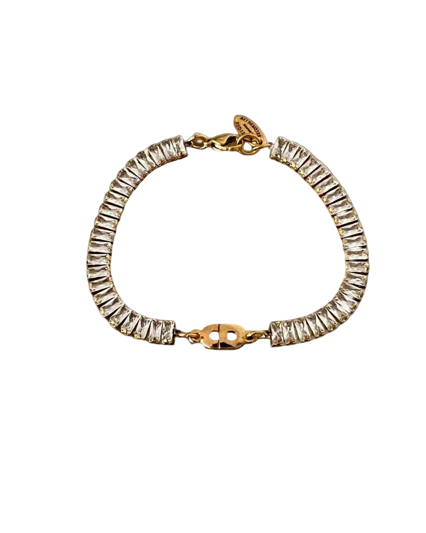 Authentic Dior CD Pendant- Reworked Diamante Bracelet