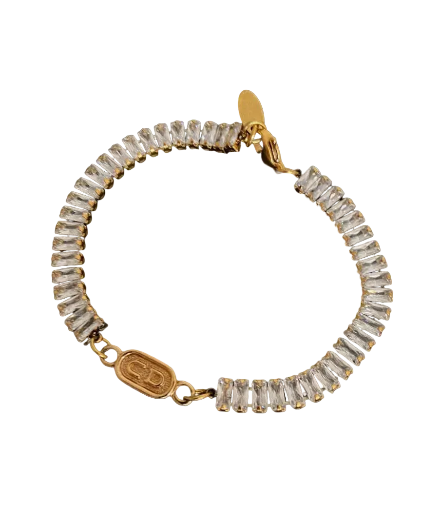 Authentic Dior CD Oval Pendant- Reworked Diamante Bracelet
