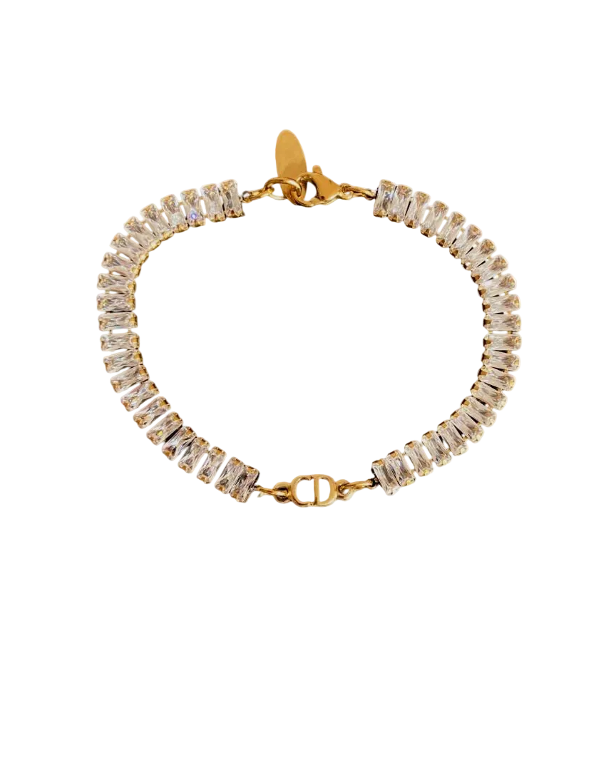 Authentic Dior CD Initials Pendant- Reworked Diamante Bracelet