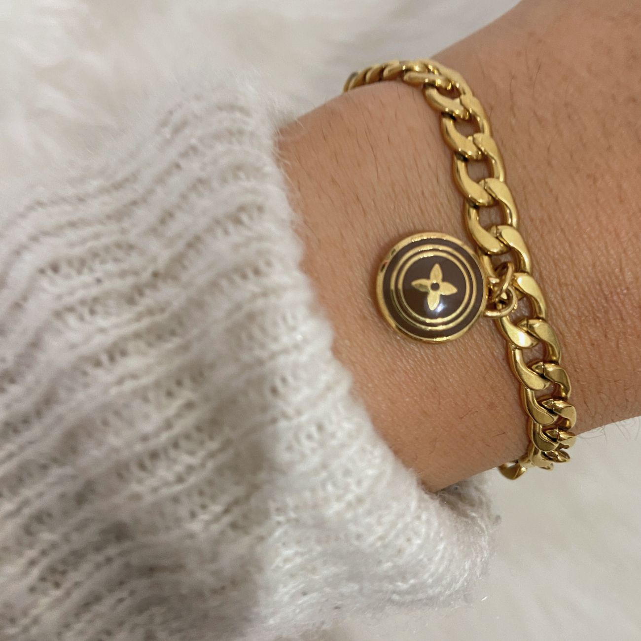 Authentic Louis Vuitton Nude Brown Pendant - Repurposed Bracelet
