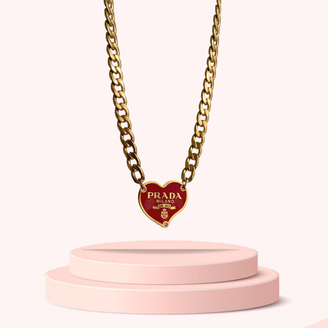 Red prada heart necklace Clearance