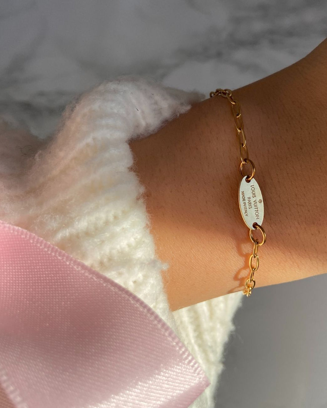 Authentic Louis Vuitton Tag Blooming Pendant Reworked Bracelet