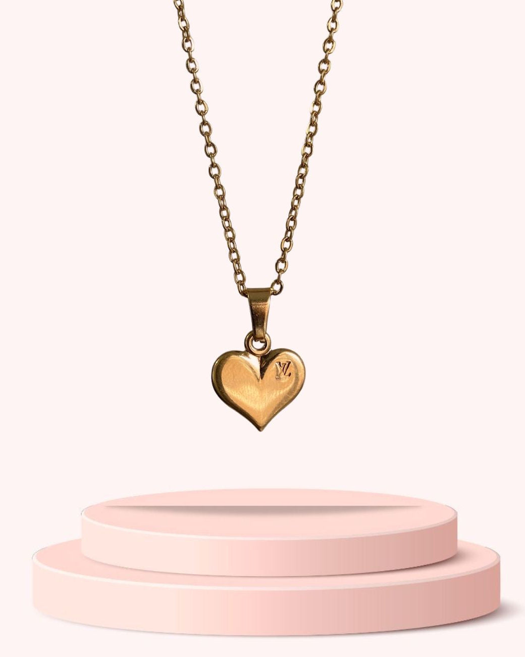 Authentic Louis Vuitton Heart Pendant-  Dainty Reworked Necklace
