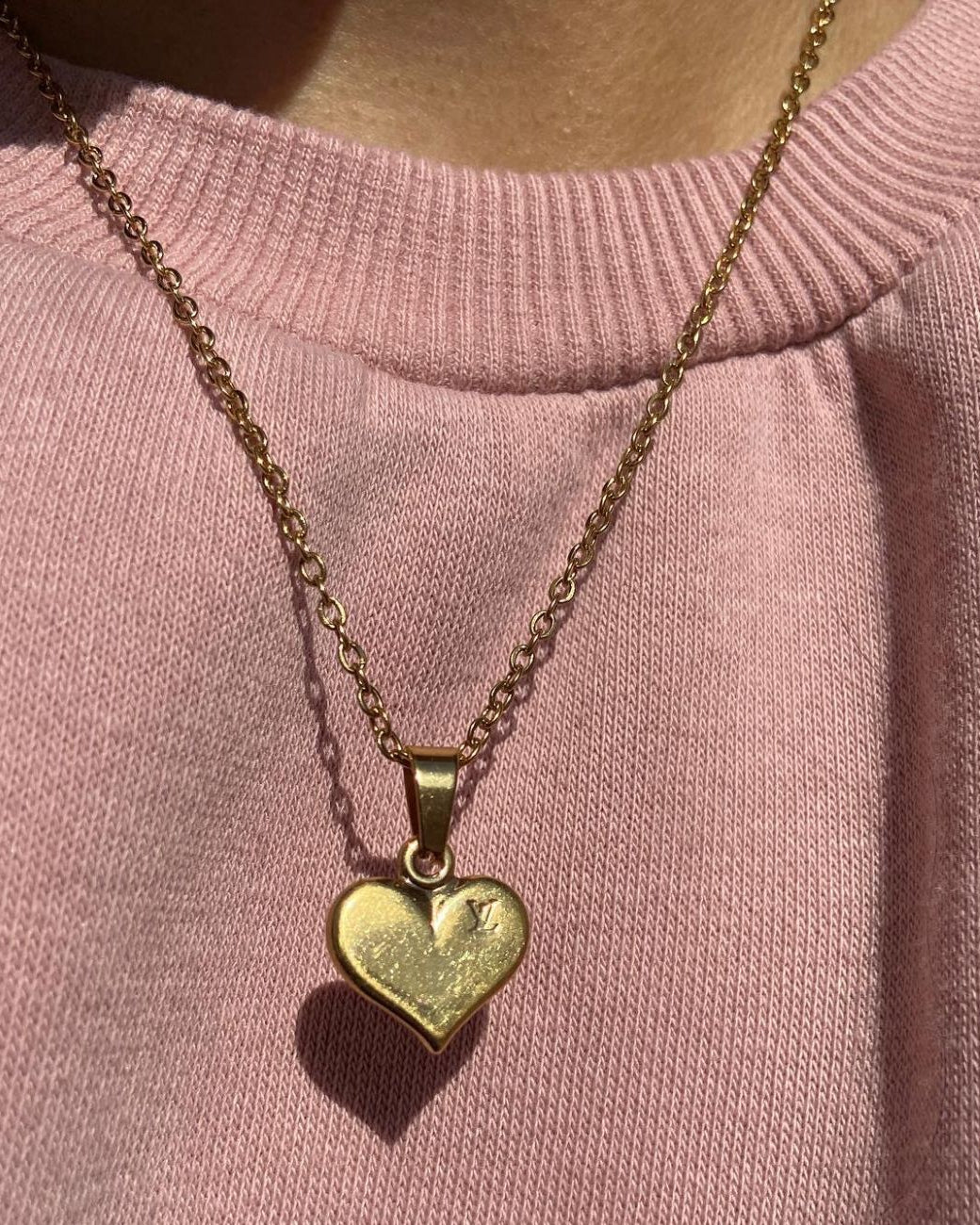 Authentic Louis Vuitton Heart Pendant-  Dainty Reworked Necklace