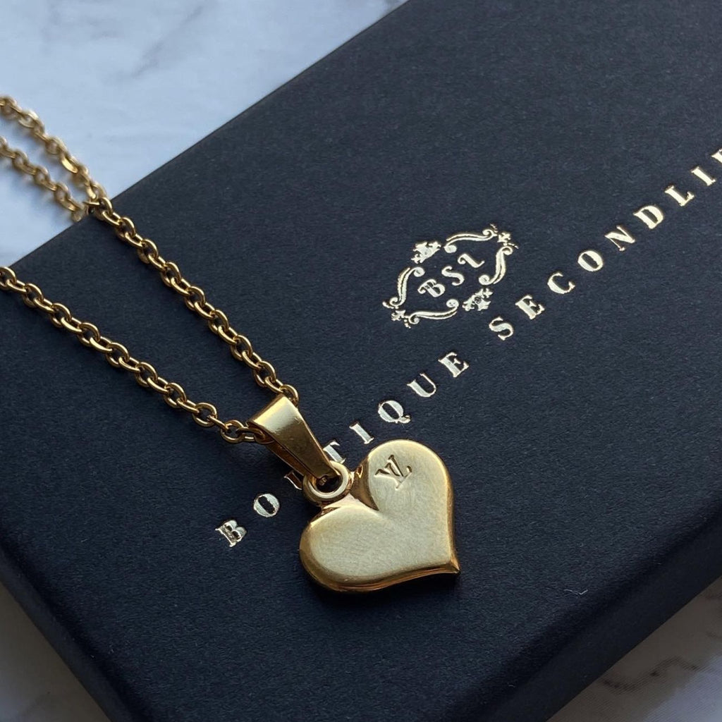 Authentic Louis Vuitton Heart Pendant-  Dainty Reworked Necklace