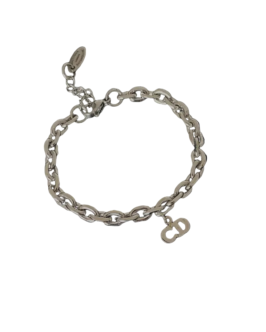 Authentic Silver CD Dior Pendant  Reworked Bracelet