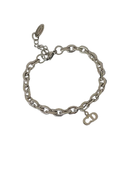 Authentic Silver CD Dior Pendant  Reworked Bracelet