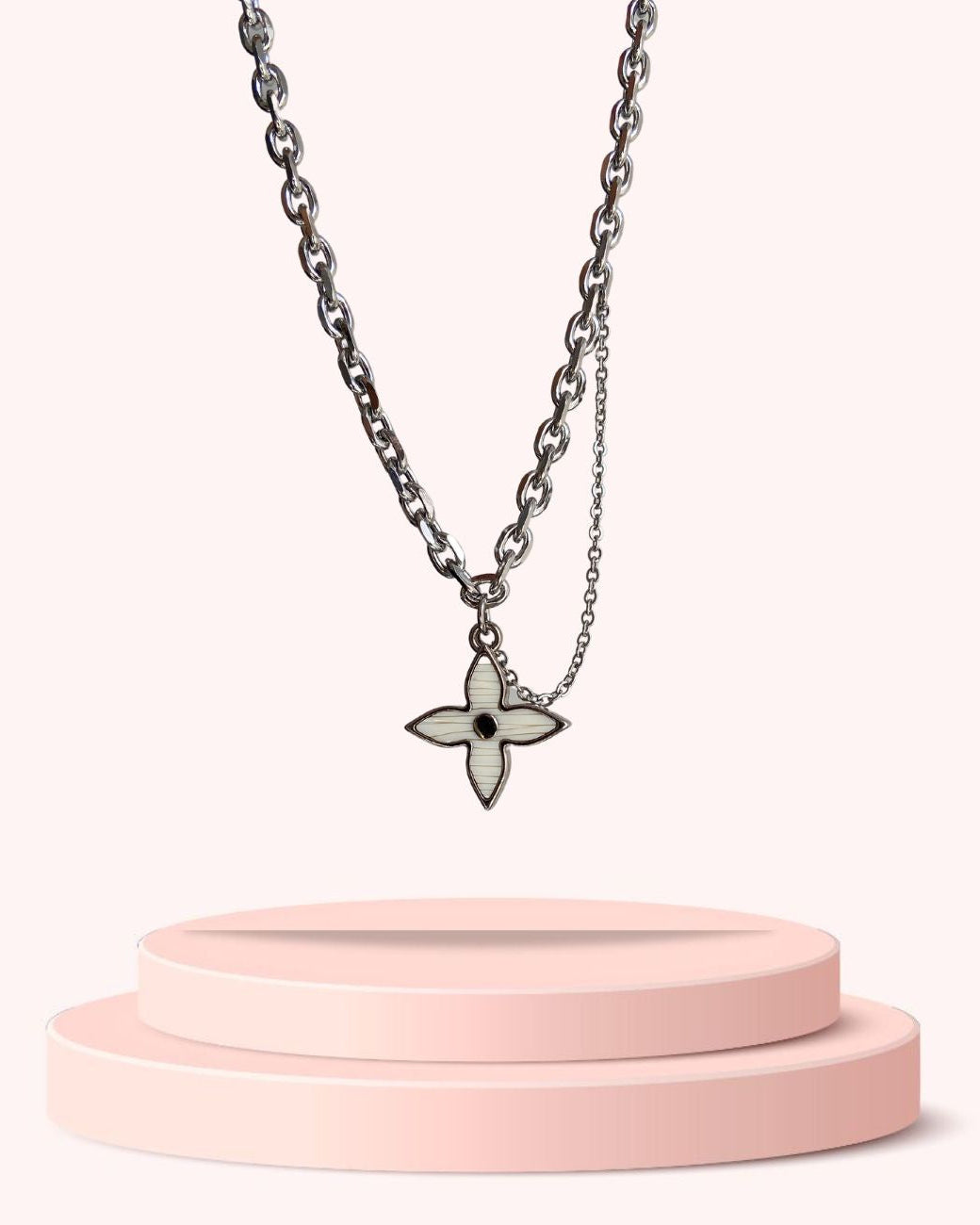 Authentic Louis Vuitton Silver Charm- Reworked Necklace